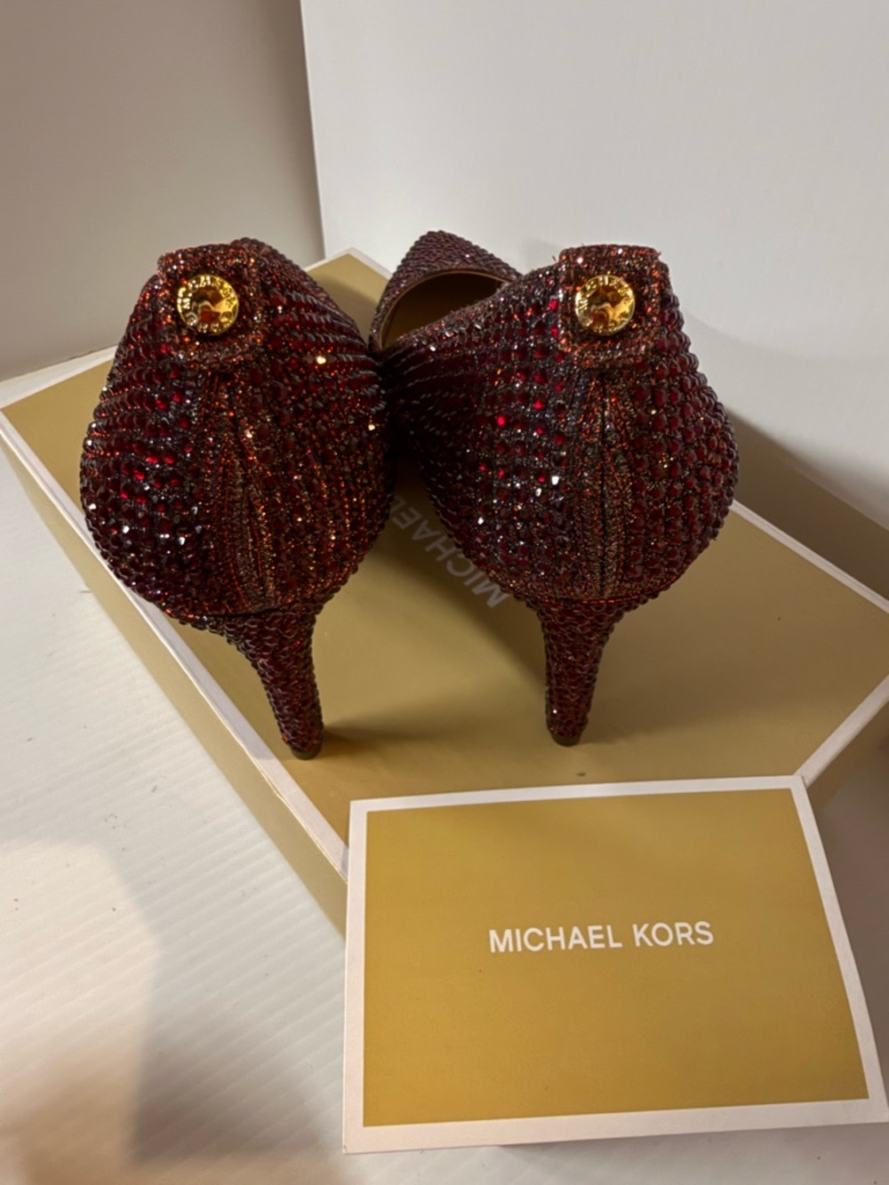 Michael Kors Burgundy Crystal Pointed Toe Pumps - Picture 5 of 6